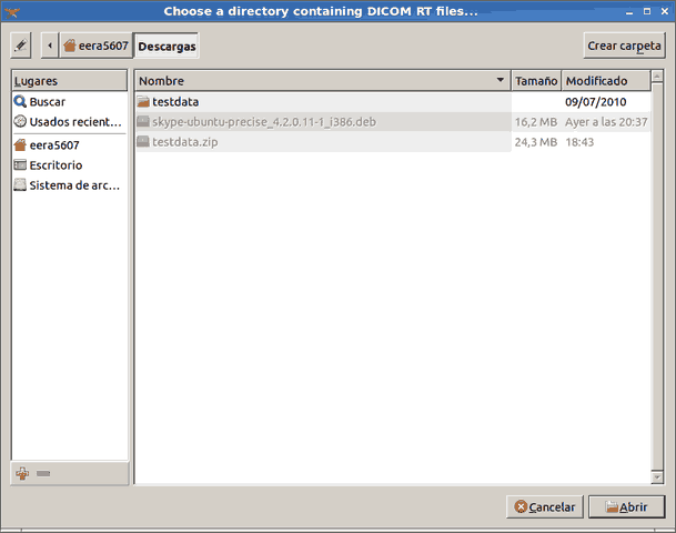 Choose a directory containing DICOM RT files 004